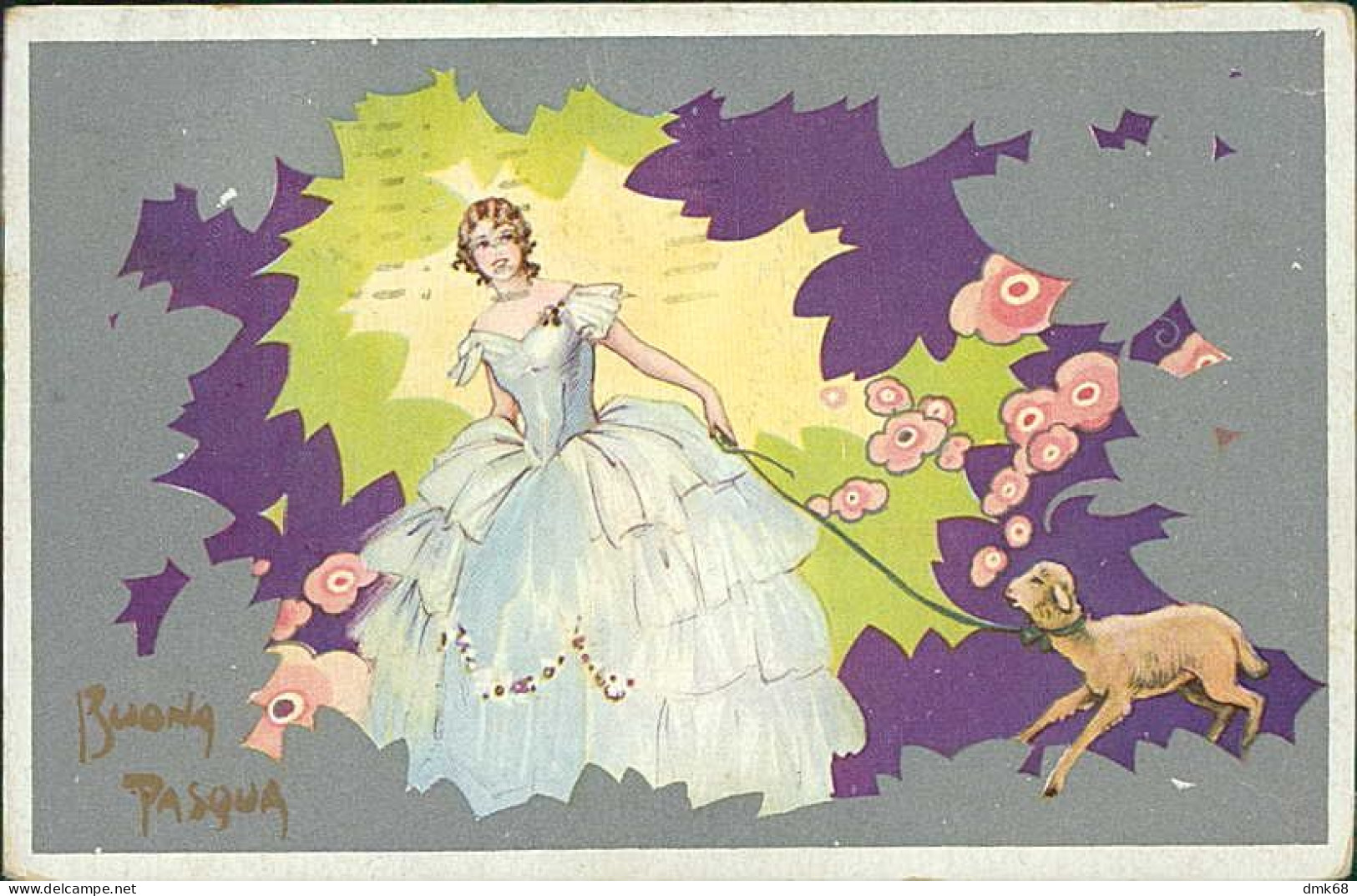 BUSI  SIGNED 1930s POSTCARD - WOMAN & SHEEP & FLOWERS - EDIT DEGAMI 3549  (4701) - Busi, Adolfo