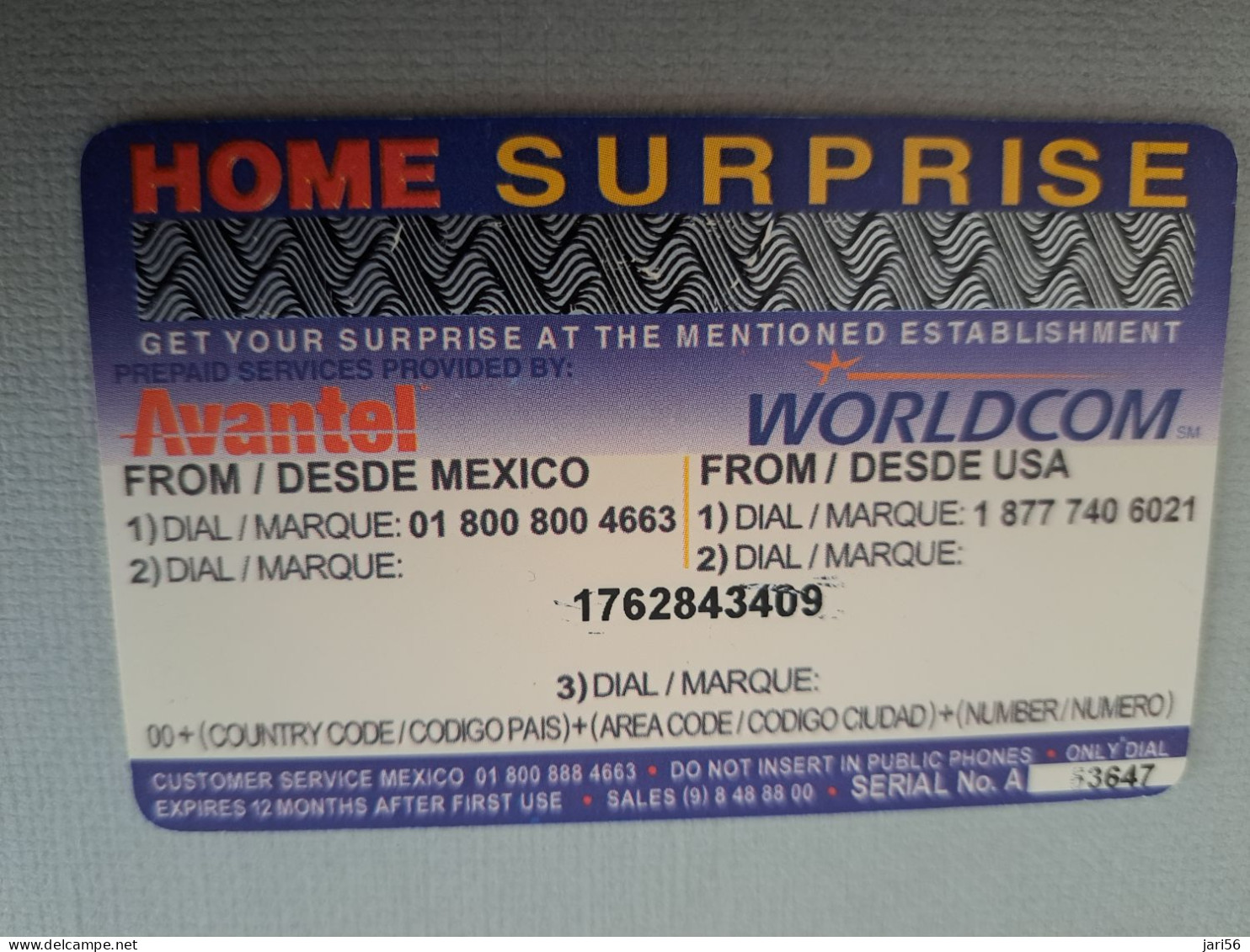 MEXICO $ 100 PESOS/ 12 MINUTES / HOME    PREPAID / FLAGS  COUNTRYS  /  THICK CARD /     ** 15268** - Mexique