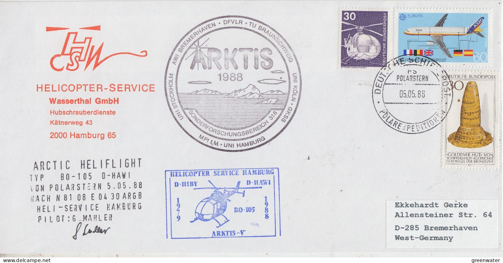 Germany Heli Flight From Polarstern To Arctic Sea 5.5.1988 (AR154) - Voli Polari
