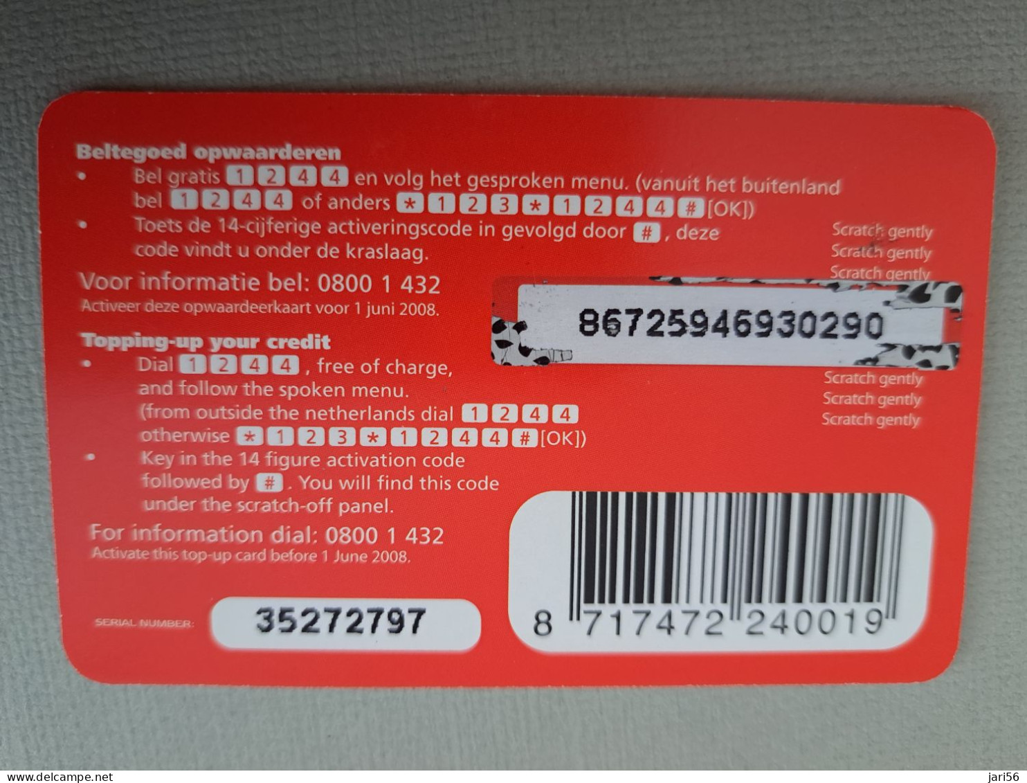 NETHERLANDS /  PREPAID / LEBARA MOBILE / REFILL CARD  € 10,-  USED  ** 15275** - Private
