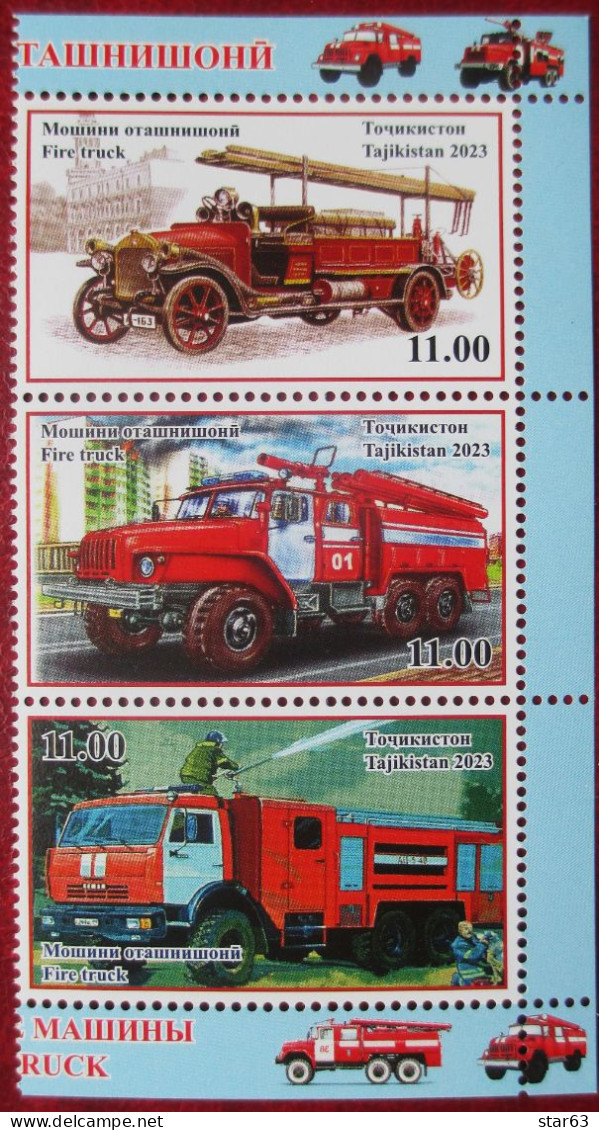 Tajikistan  2023  Fire Truck  3 V  MNH - Camions