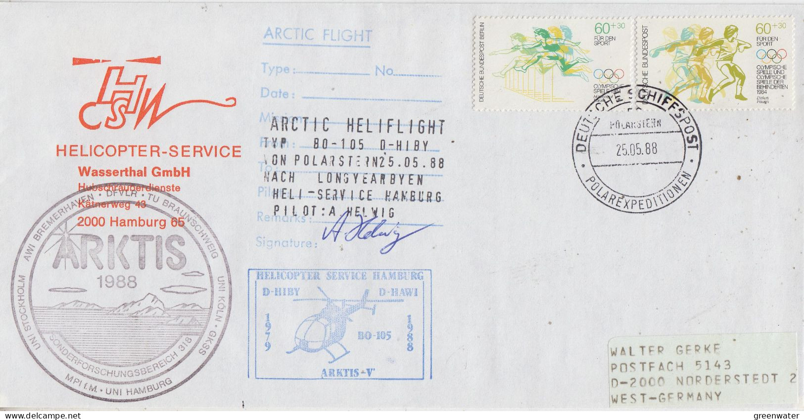Germany Heli Flight From Polarstern To Longyearbyen 25.5.1988 (AR154B) - Vuelos Polares