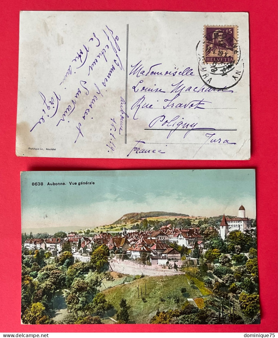 Suisse, Aubonne, Canton De Vaud, Vue Générale Circulée 1919,  Timbre 15c Helvetia Phototypie Couleur. - Aubonne