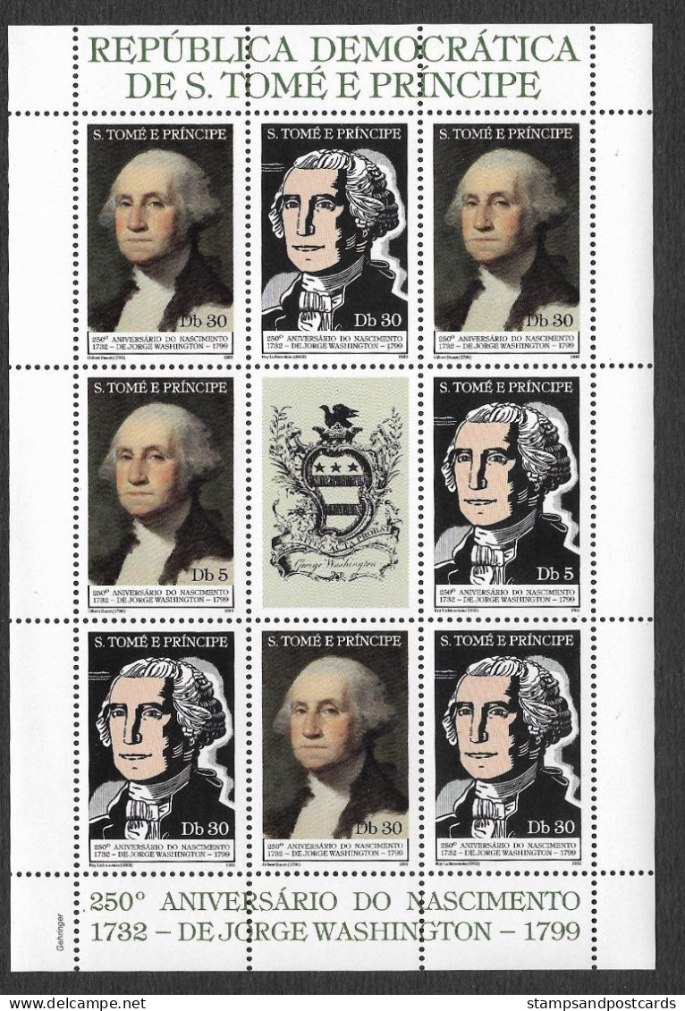 Sao Tome Et Principe 1982 Washington Par Roy Lichtenstein Et Gilbert Stuart Feuillet St. Thomas And Prince Sheetlet *** - George Washington