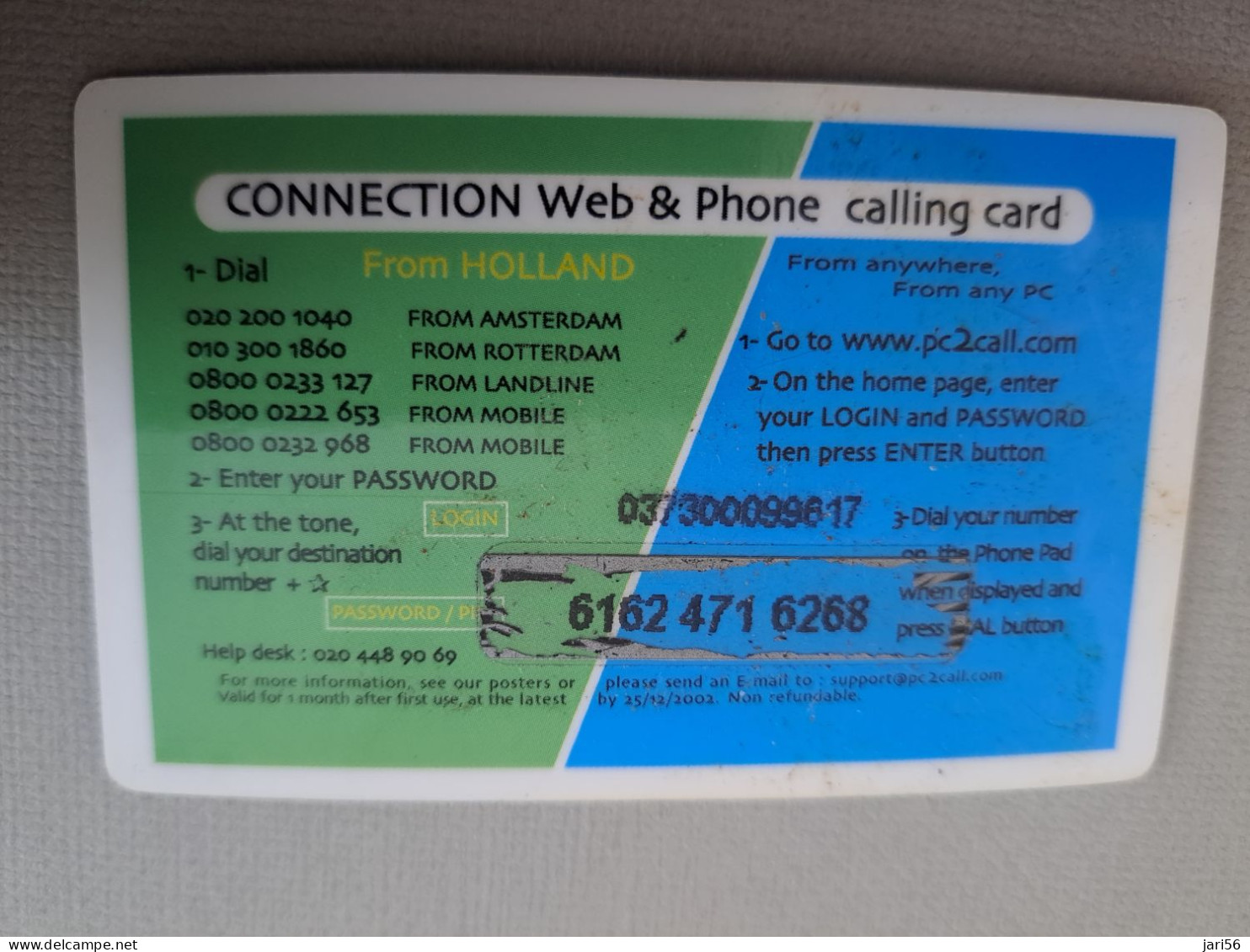 NETHERLANDS /  PREPAID /  AANSLUITING CALLINGCARD/ CONNECTING WEB & PHONE  /      HFL 25,-/  USED  ** 15286** - Privadas