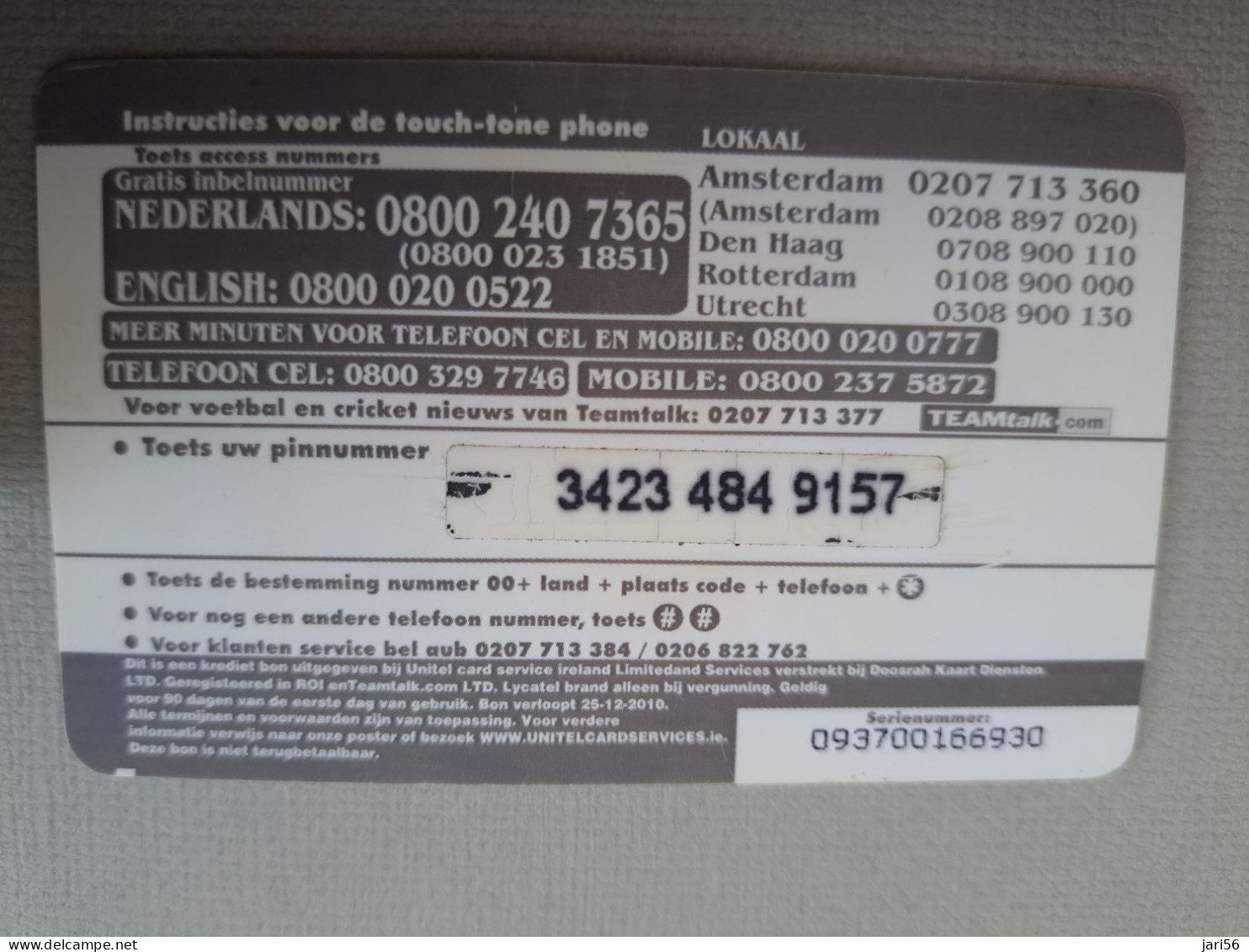 NETHERLANDS /  PREPAID / MESSENGER / LYCATEL       /  € 6,-/  USED  ** 15297** - Privé