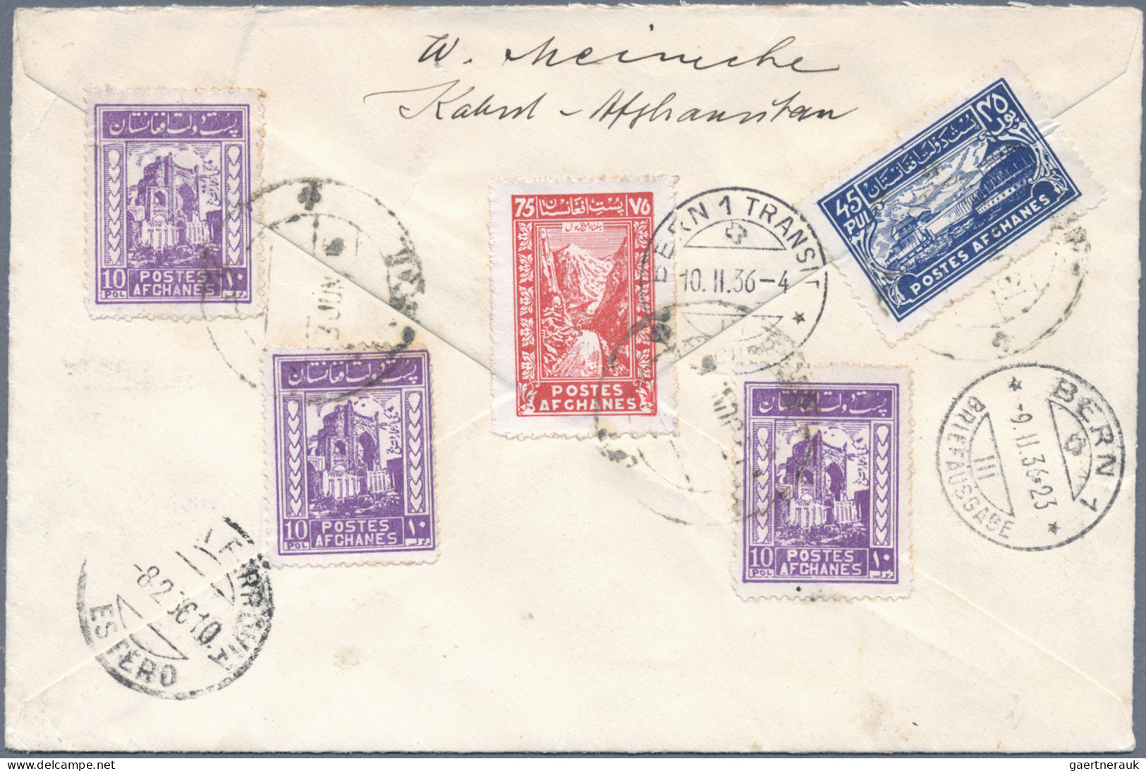 Afghanistan: 1936, Registered Cover From Kabul To Bern, Switzerland Franked On B - Afganistán