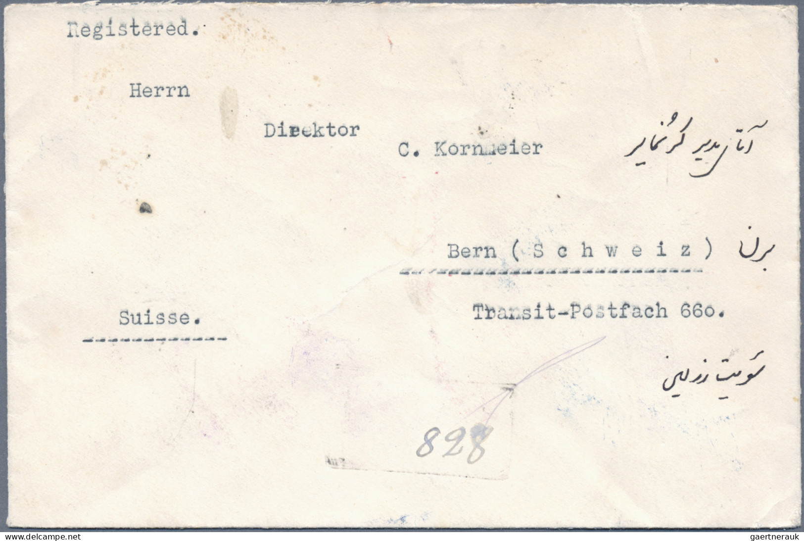 Afghanistan: 1936, Registered Cover From Kabul To Bern, Switzerland Franked On B - Afghanistan
