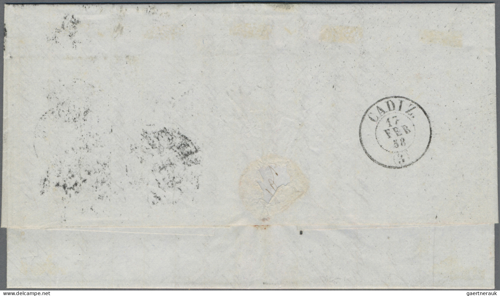 China: 1857 (Dec 7) Entire Letter From Shanghai To Cadiz (Spain), Privately Carr - Autres & Non Classés