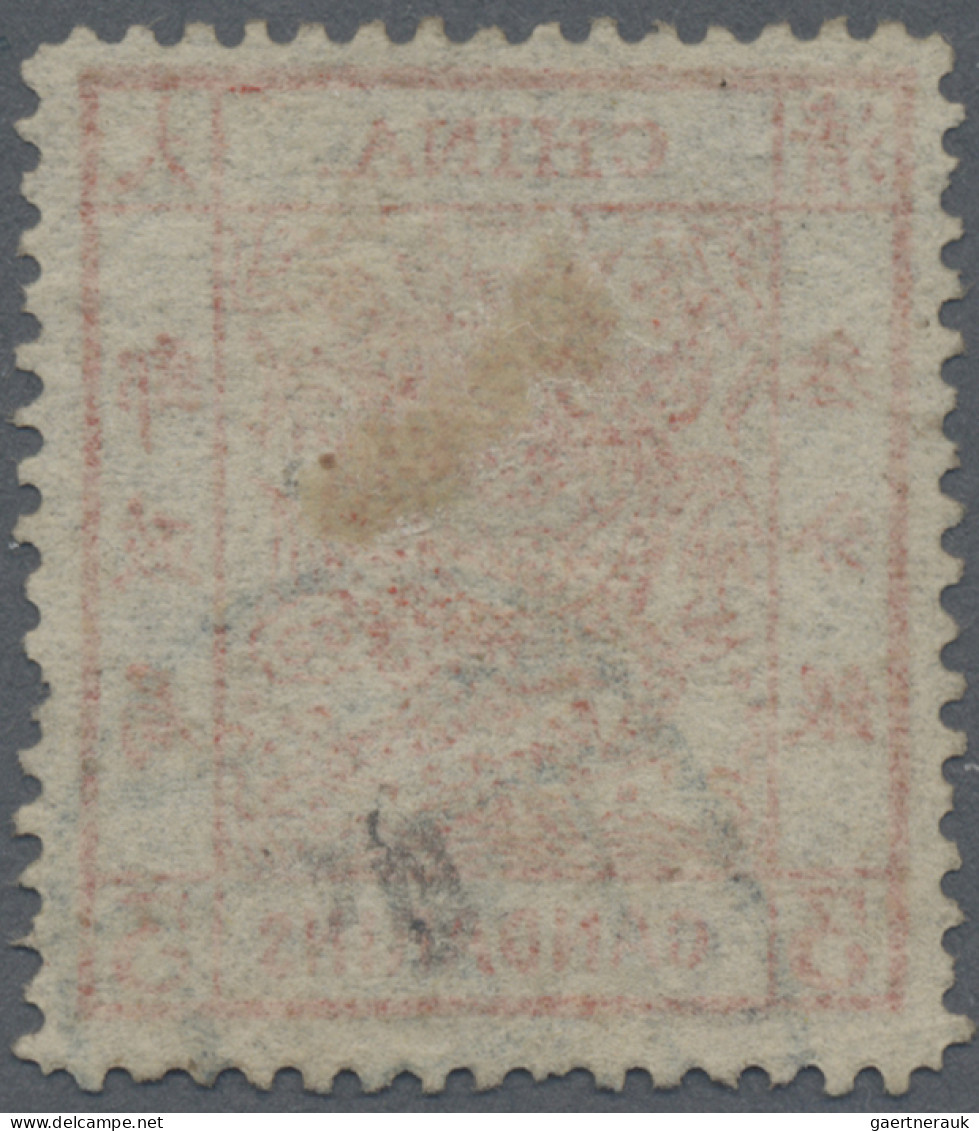 China: 1878, Large Dragon Thin Paper 3 Ca. Dark Red, Canc. Blue Seal "(Pe)king", - Other & Unclassified