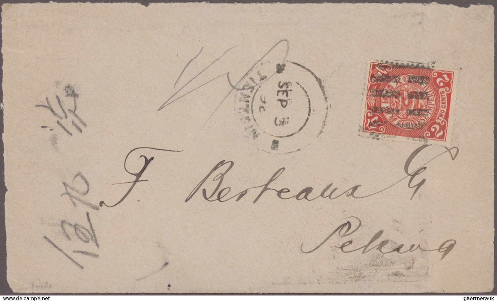 China: 1898, Coiling Dragons, Five Cover Fronts Used To Peking: 2 C. Franks With - 1912-1949 Republic