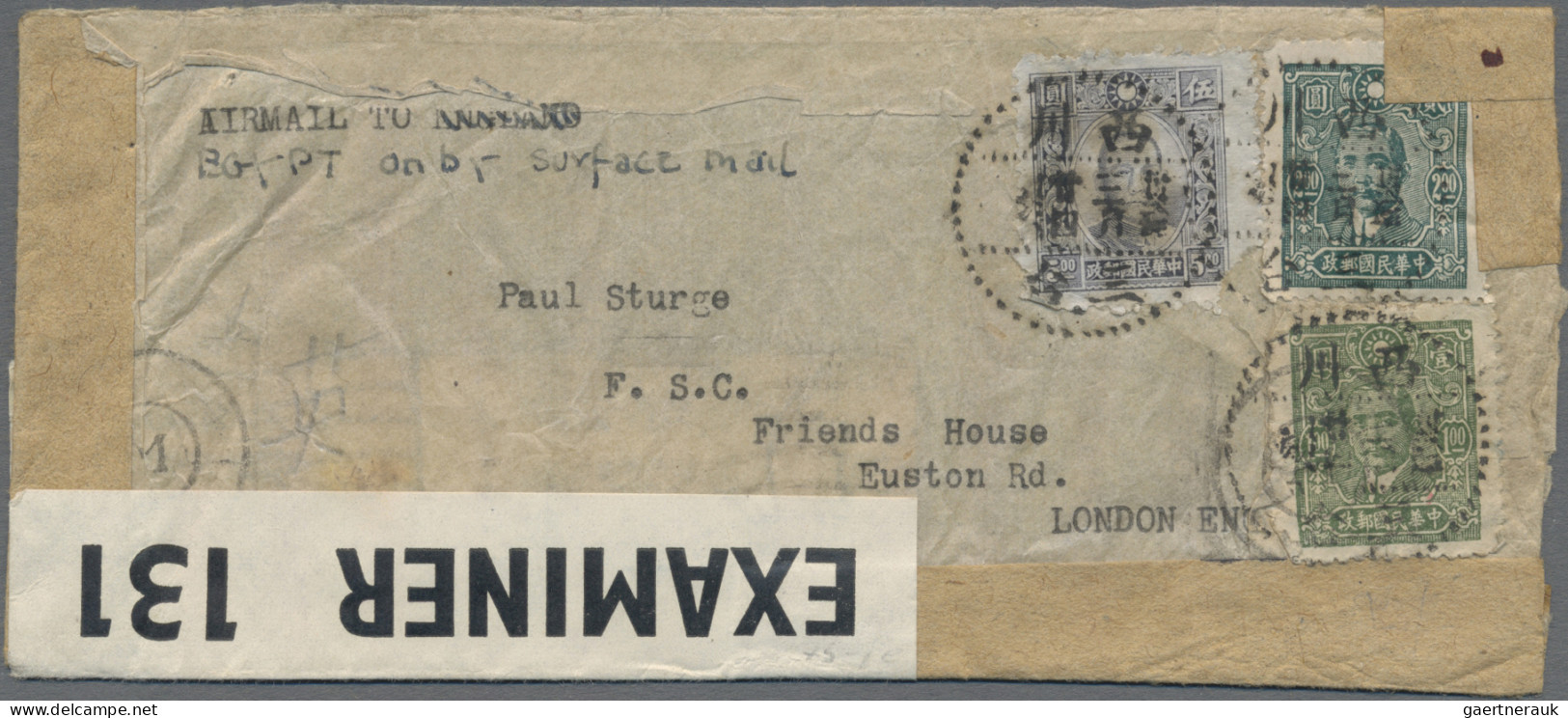 China: 1942/45, Airmail Cover Addressed To London, England Bearing SYS Central T - Brieven En Documenten