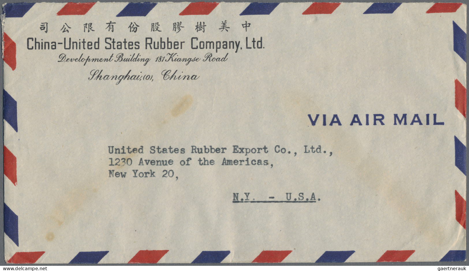 China: 1948, International Airmail Cover Addressed To New York, U.S.A. Bearing S - Brieven En Documenten