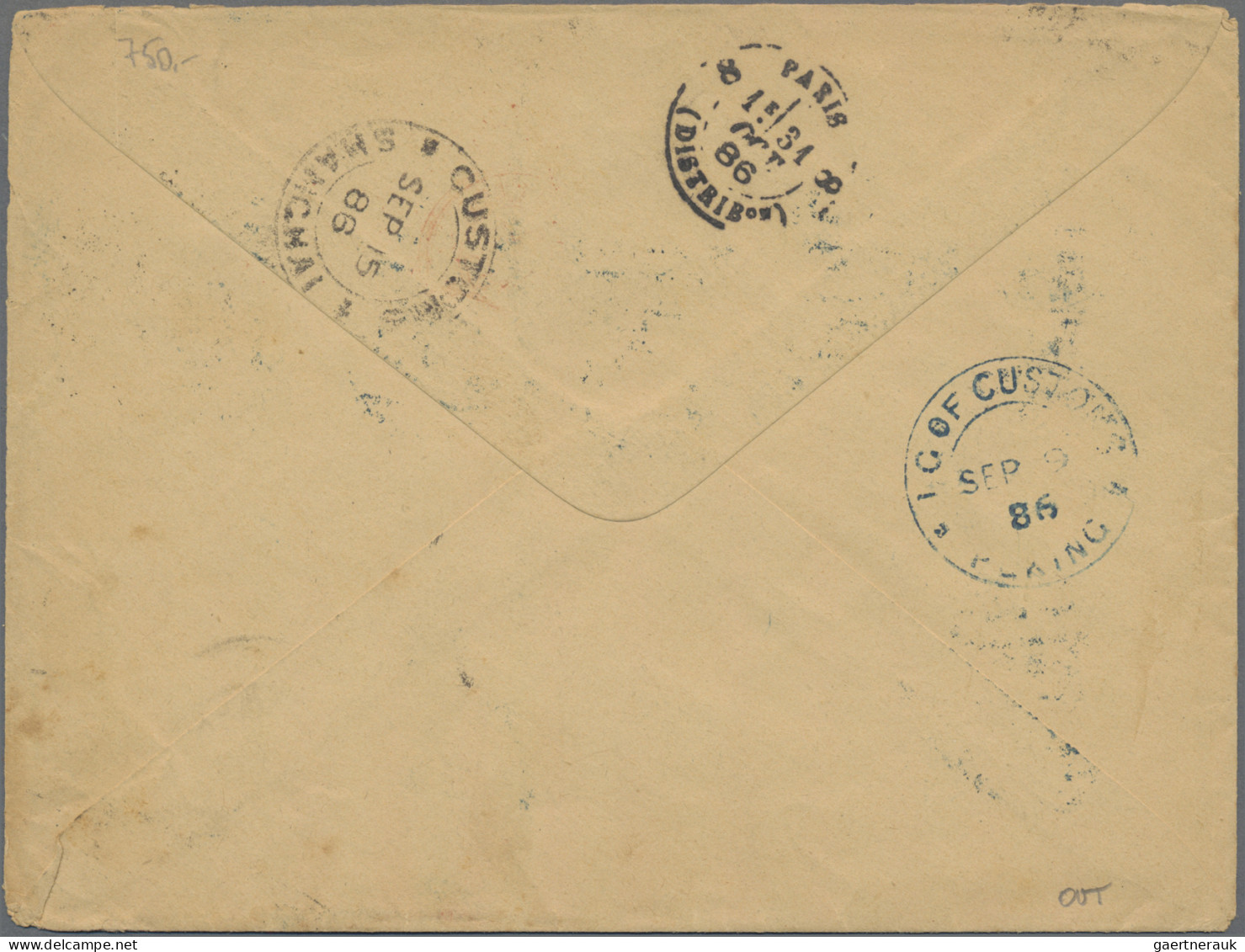 China - Foreign Offices: France, 1886 (Sept 9) Official Cover Initially Sent Fre - Other