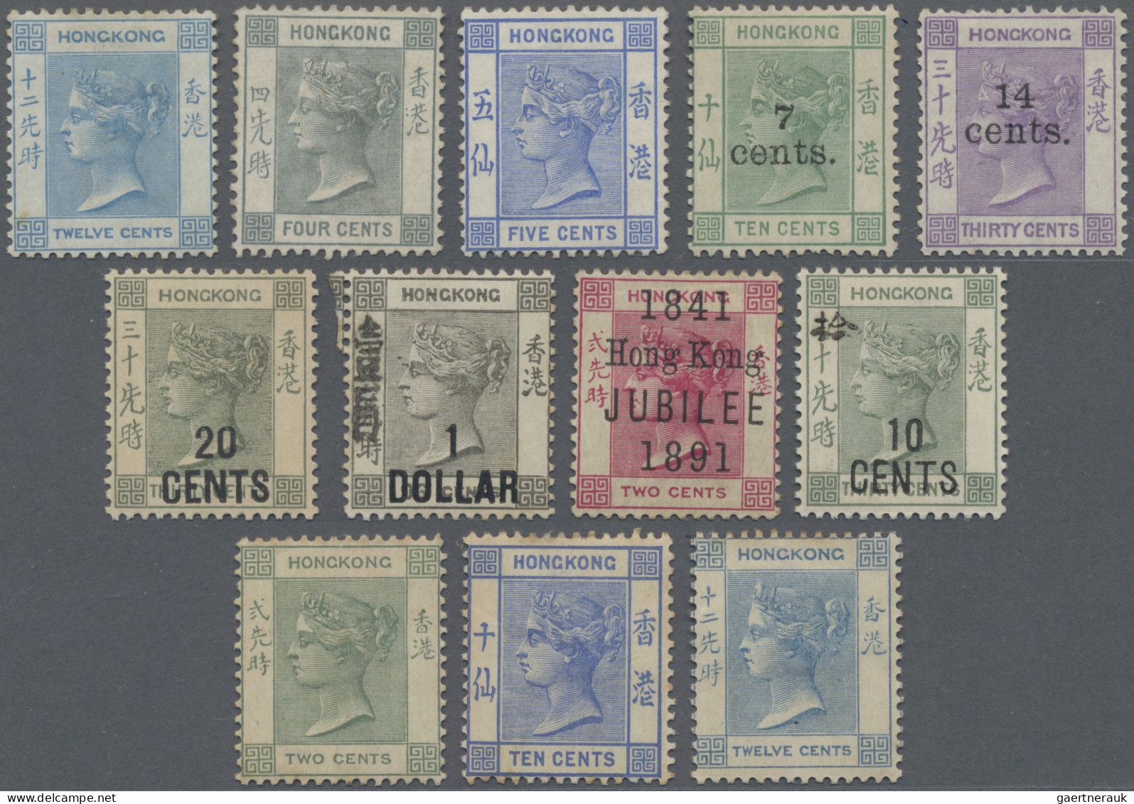 Hong Kong: 1865-1901 Group Of 12 Mint Queen Victoria Stamps, With SG 12a, 34, 35 - Other & Unclassified