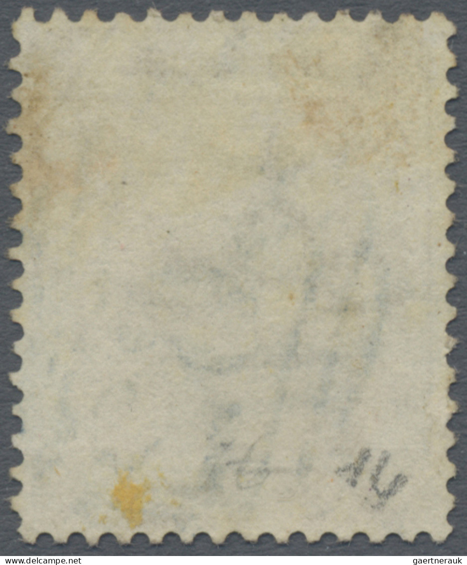 Hong Kong: 1865 QV 96c. Olive-bistre, Wmk Crown CC, Used With Blue Numeral "B62" - Other & Unclassified