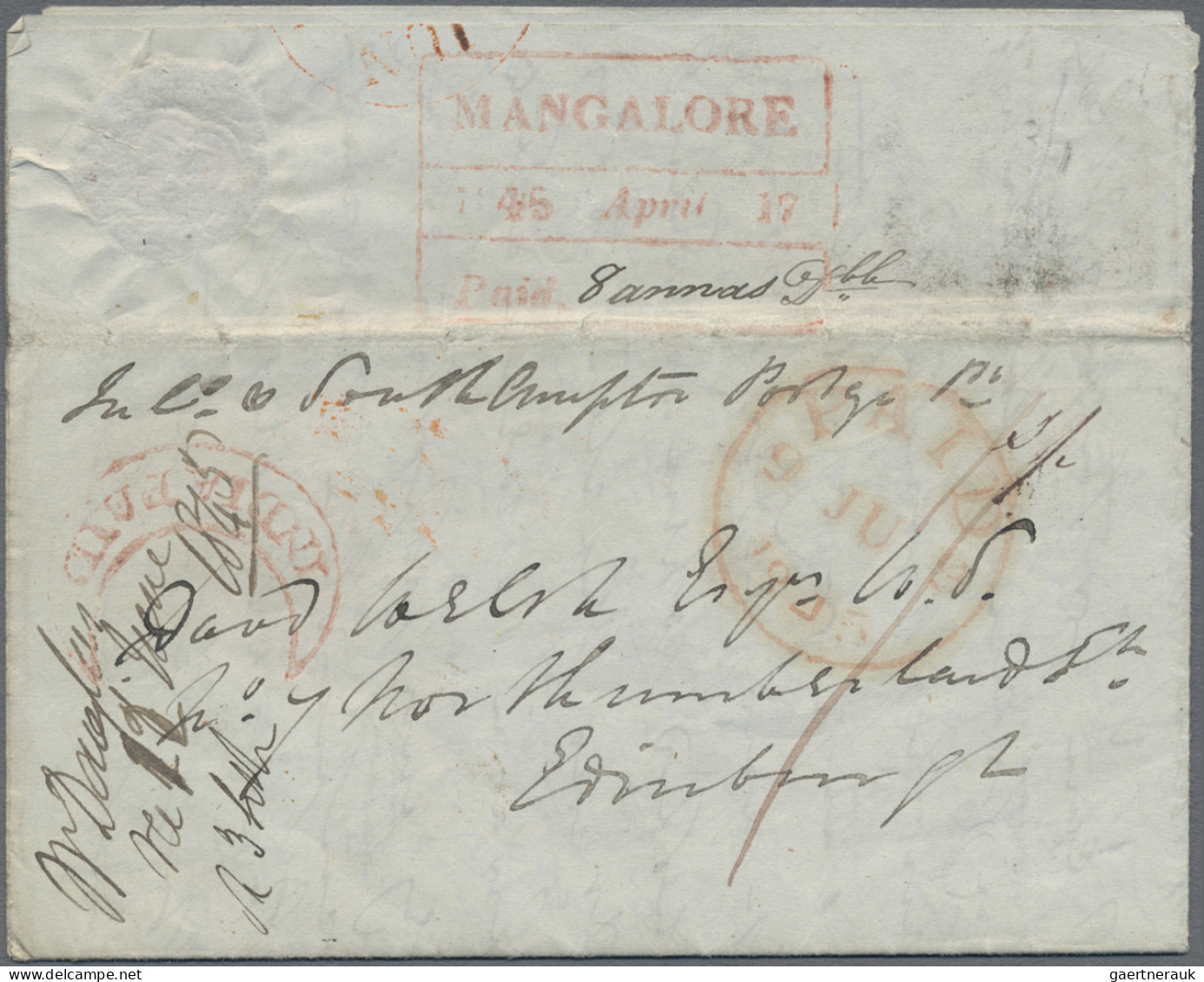 India -  Pre Adhesives  / Stampless Covers: 1845/1853 MANGALORE: Pair Of Letters - ...-1852 Préphilatélie