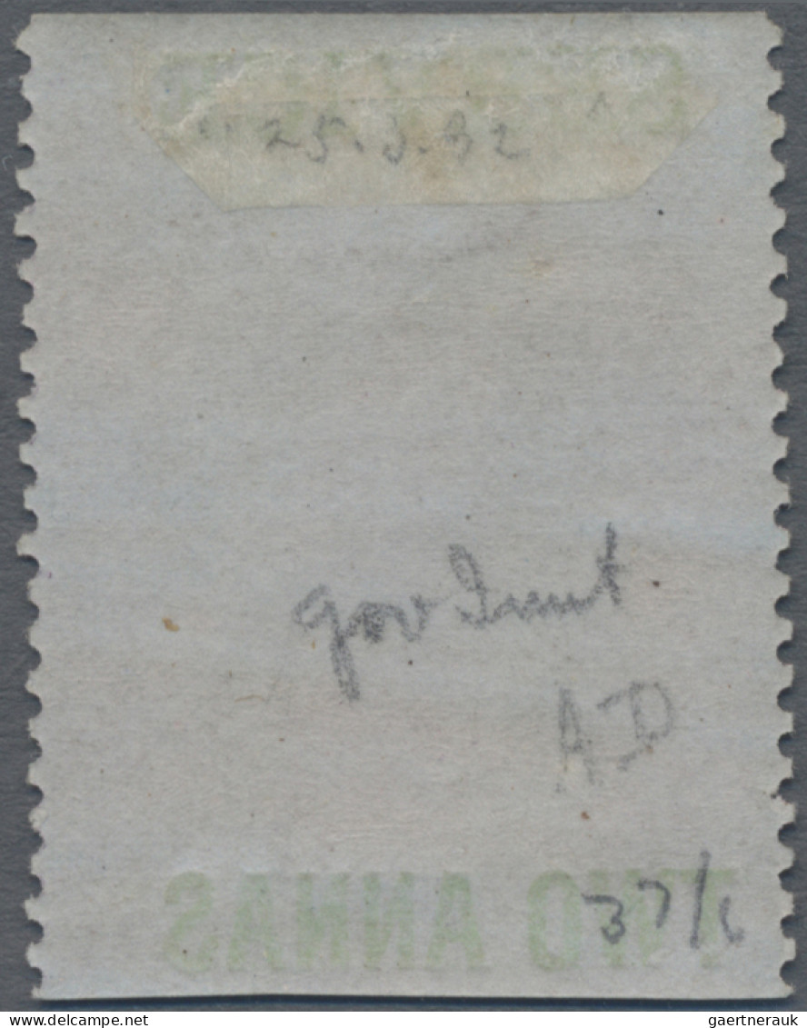 India - Service Stamps: 1866 Fiscal Stamp In Purple Optd. "SERVICE/TWO ANNAS" In - Timbres De Service