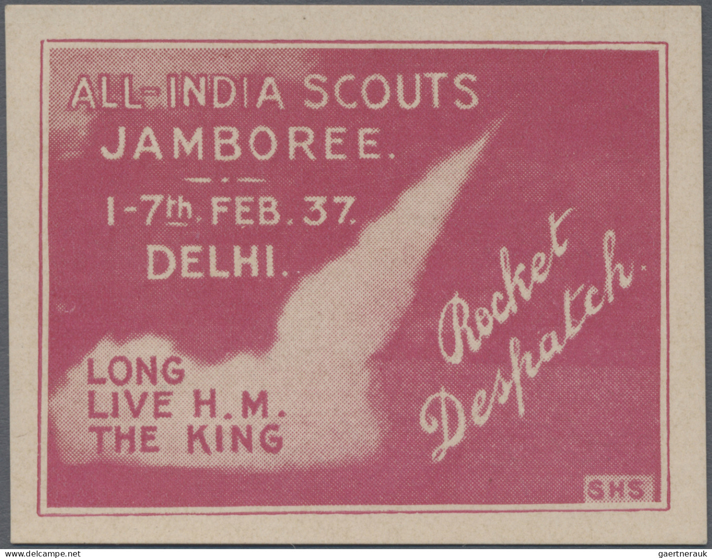 India - Rocket Mail: 1937 (2 Feb.) "ALL INDIA SCOUTS JAMBOREE/DELHI 1937": Cover - Other & Unclassified