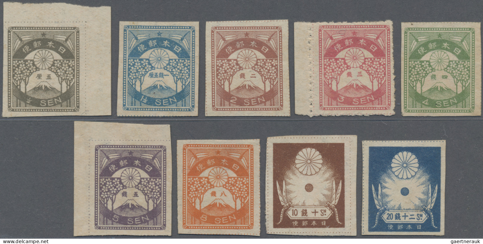Japan: 1923, Earthquakes Cpl. Set With Three Margin Copies, Unused No Gum As Iss - Andere & Zonder Classificatie