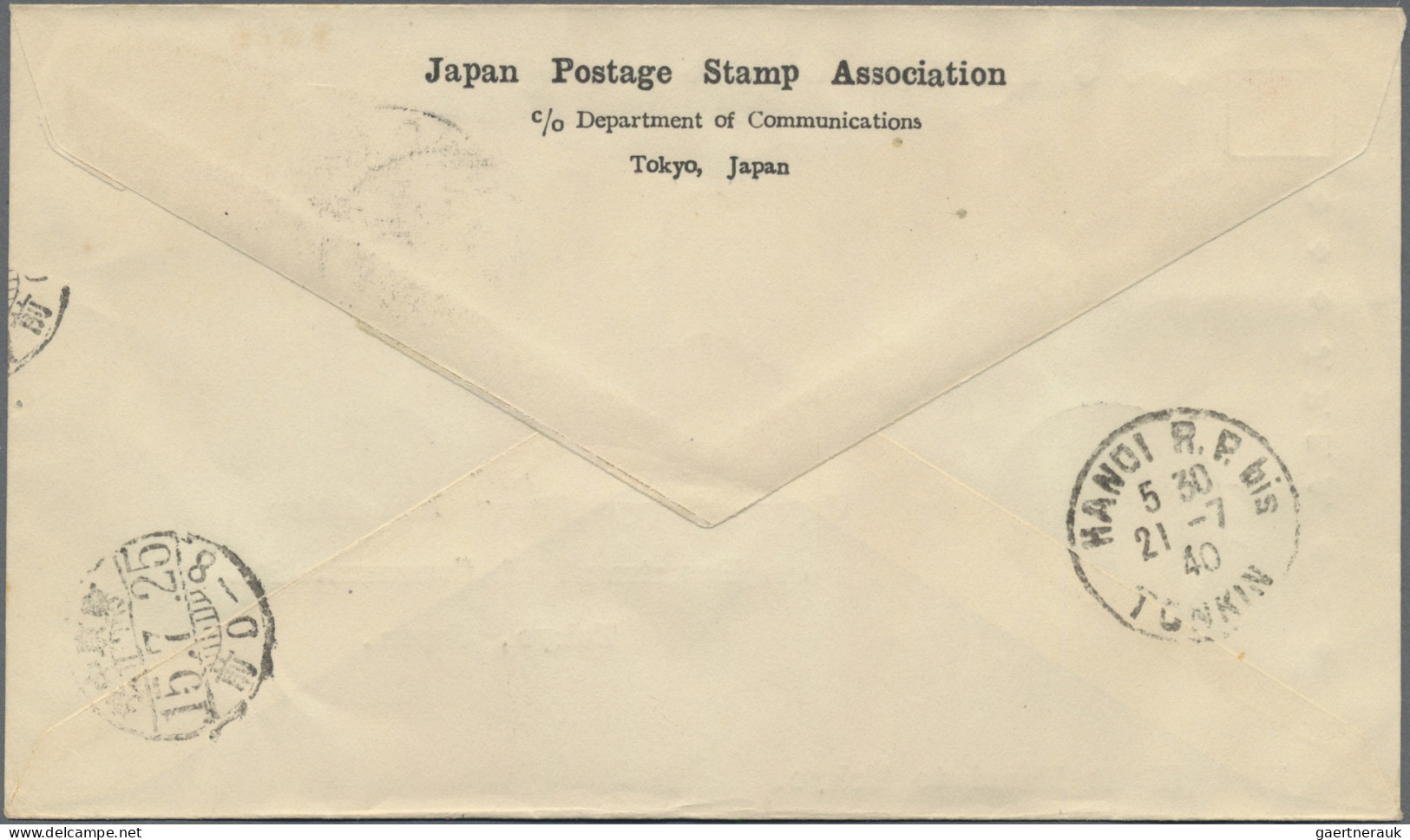 Japan: 1940, Tokyo-Hanoi FFC By JPSA, Both Directions: 70 Sen Frank "TOKYO 14.7. - Other & Unclassified