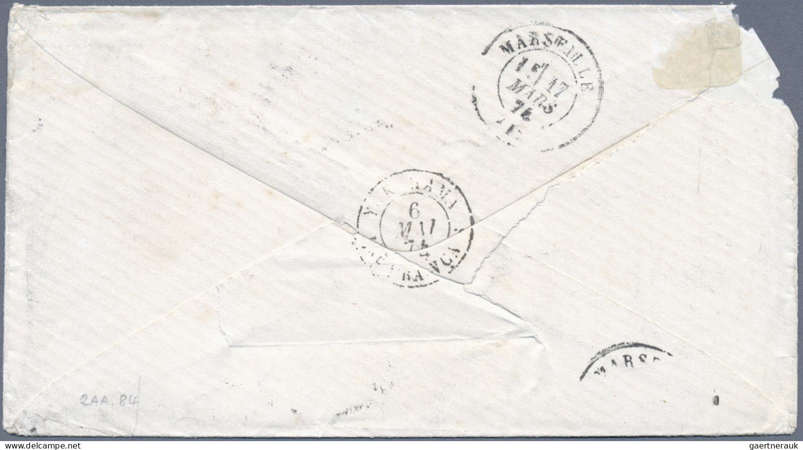 Japan: 1863/74, France, Two Covers: Napoleon 80 C. Pmkd. GC "2240" On Folded Env - Other & Unclassified