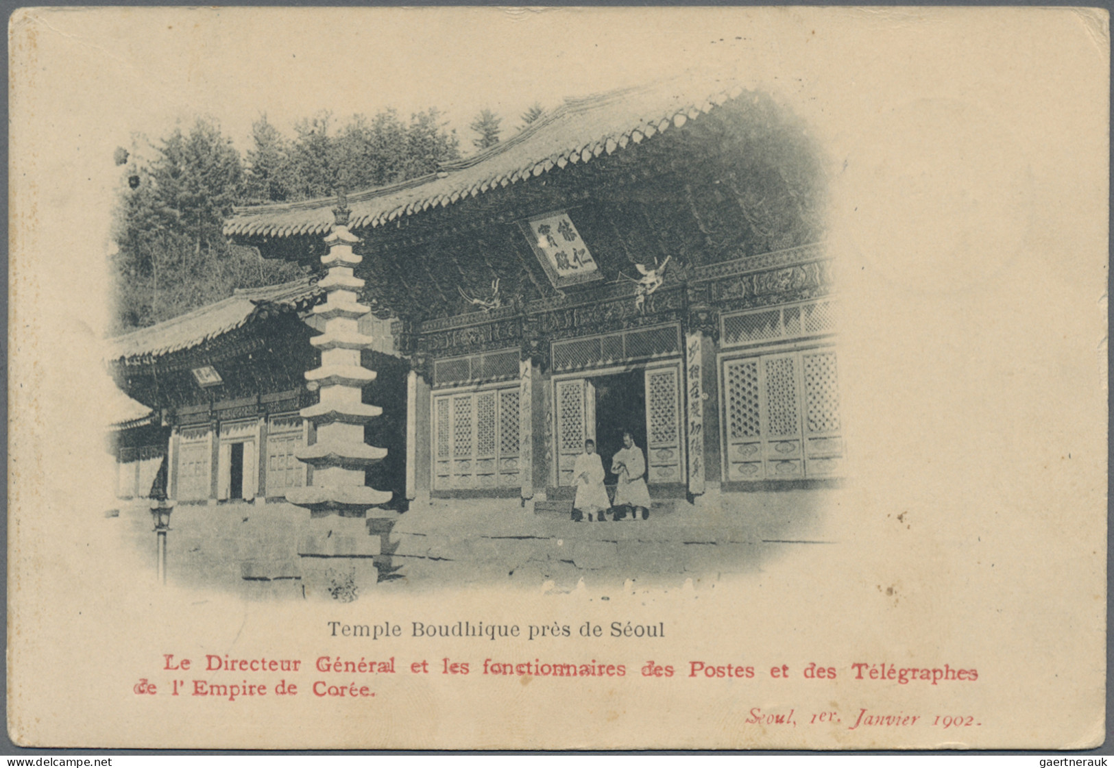 Korea: 1902, Stampless Official Mails Ppc"The Director General And The Staff Of - Korea (...-1945)
