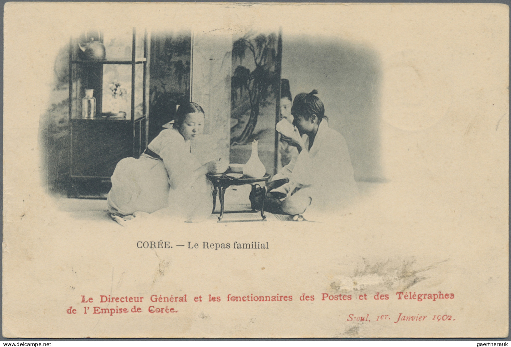 Korea: 1902, Stampless Official Mails Ppc"The Director General And The Staff Of - Corée (...-1945)