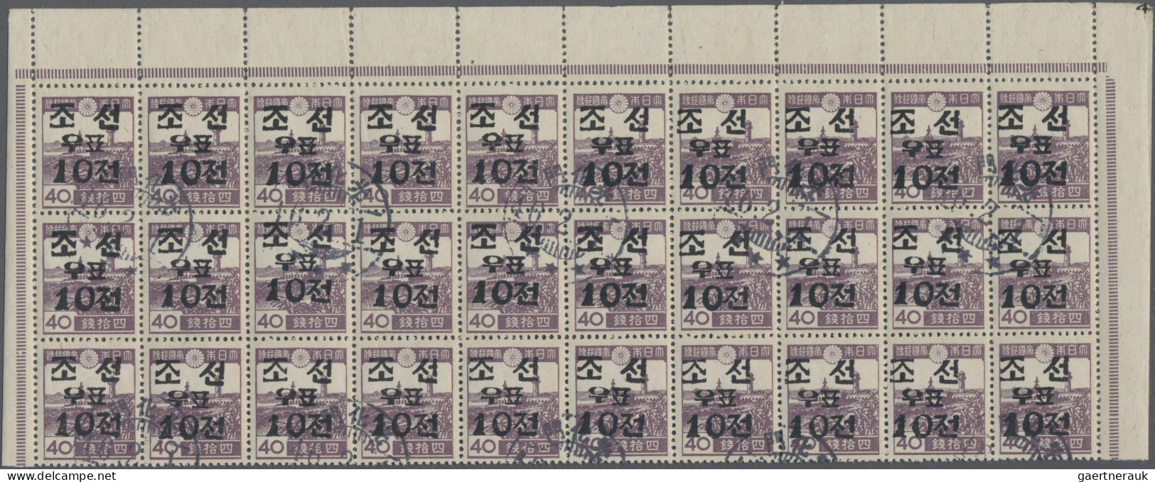 South Korea: 1946, USAMGIK Surcharged Issue, 5 Ch./14 S., 10 Ch./40 S., 20 Ch./6 - Korea (Süd-)