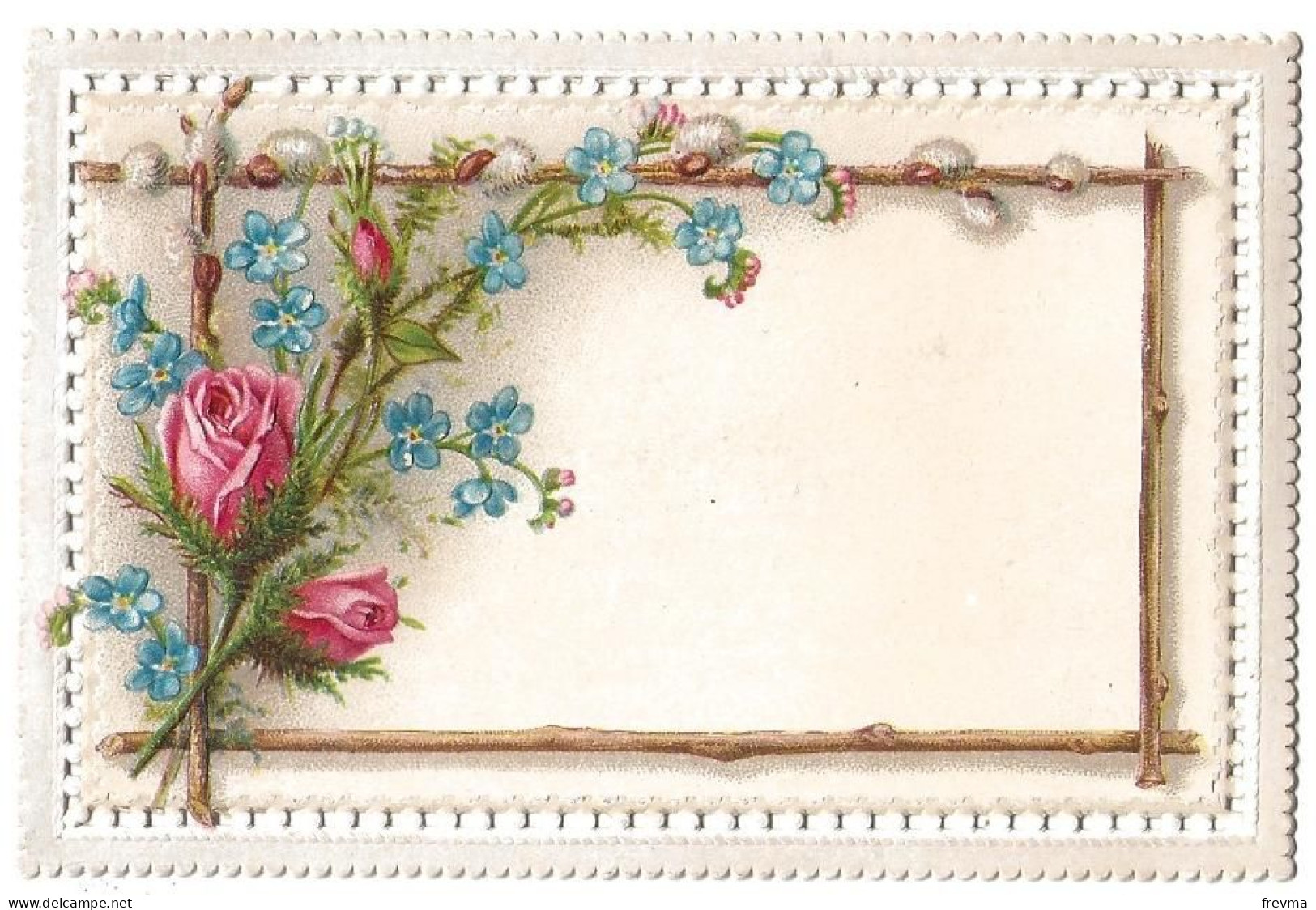 Découpis Gaufrée Une Rose  Année 1900 - Bloemen
