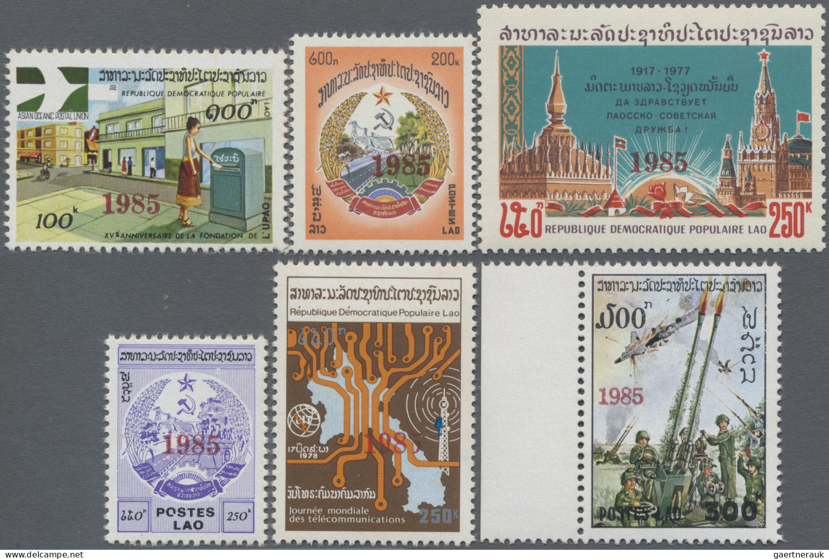 Laos: 1985 Complete Set Of 12 From 40k. To 300k. Optd. "1985", Mint Never Hinged - Laos