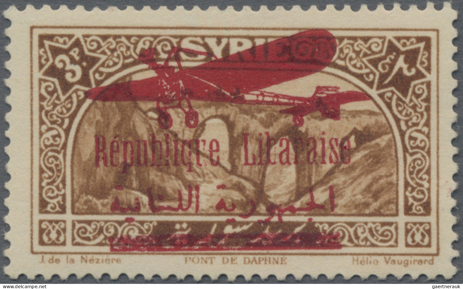 Lebanon: 1928, "Republique Libanaise" Overprints, Airmail 3pi. Brown, Erroneousl - Lebanon