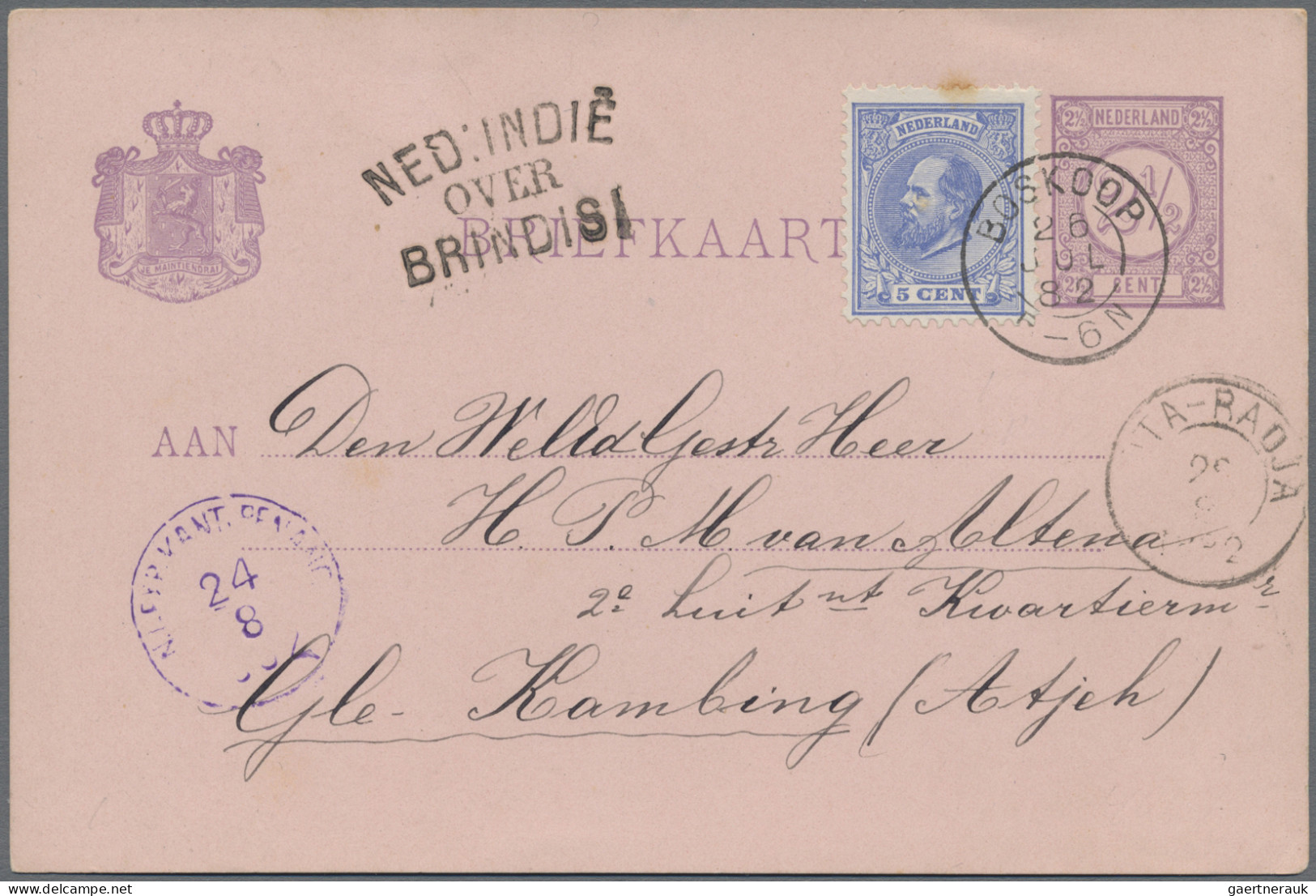 Malayan States - Penang: 1882, Violet K1 "N.I. EXP. KANT PENNANG 24.8" As Arriva - Penang