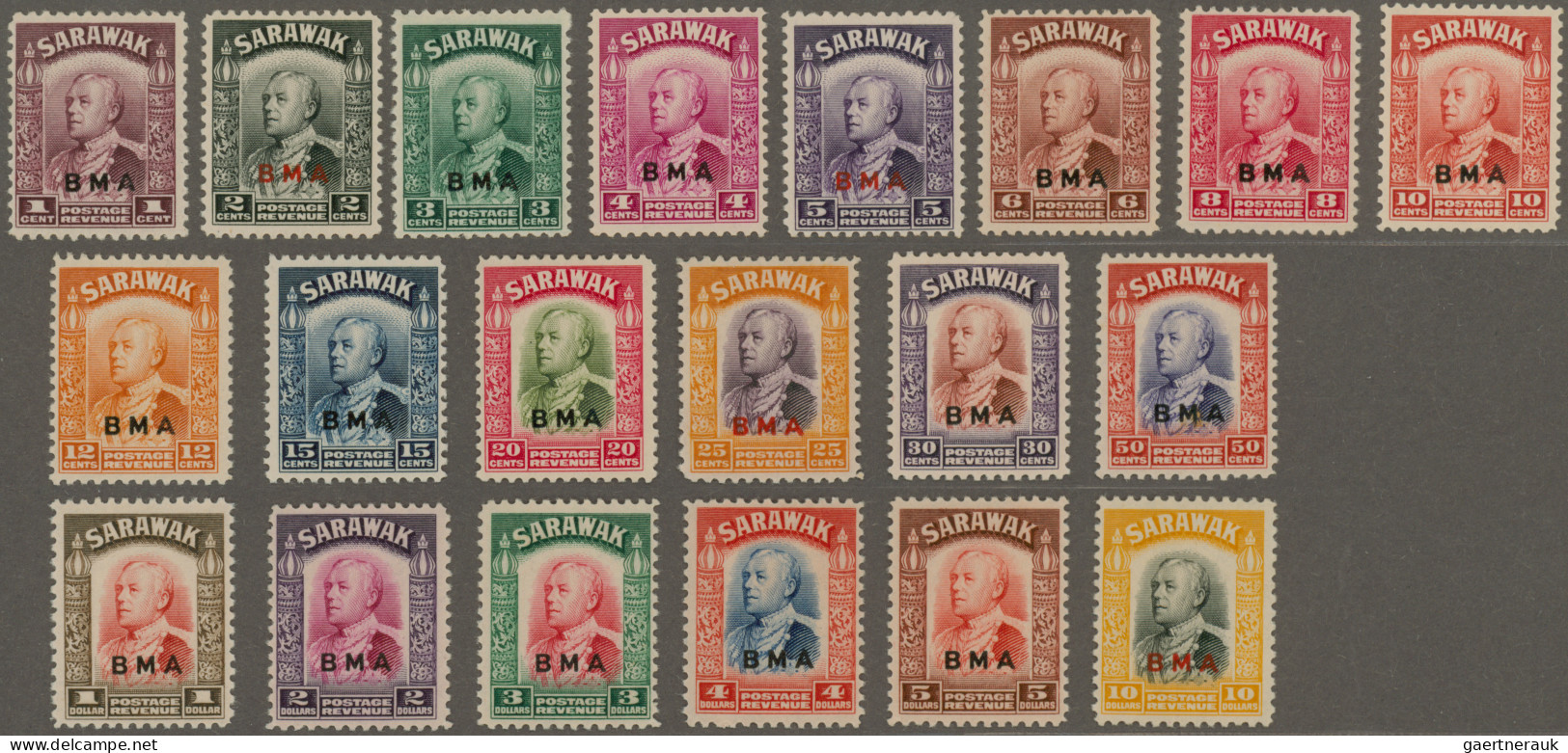 Malayan States - Sarawak: 1945/1947: Sarawak Definitives Overprinted BMA (1945, - Andere