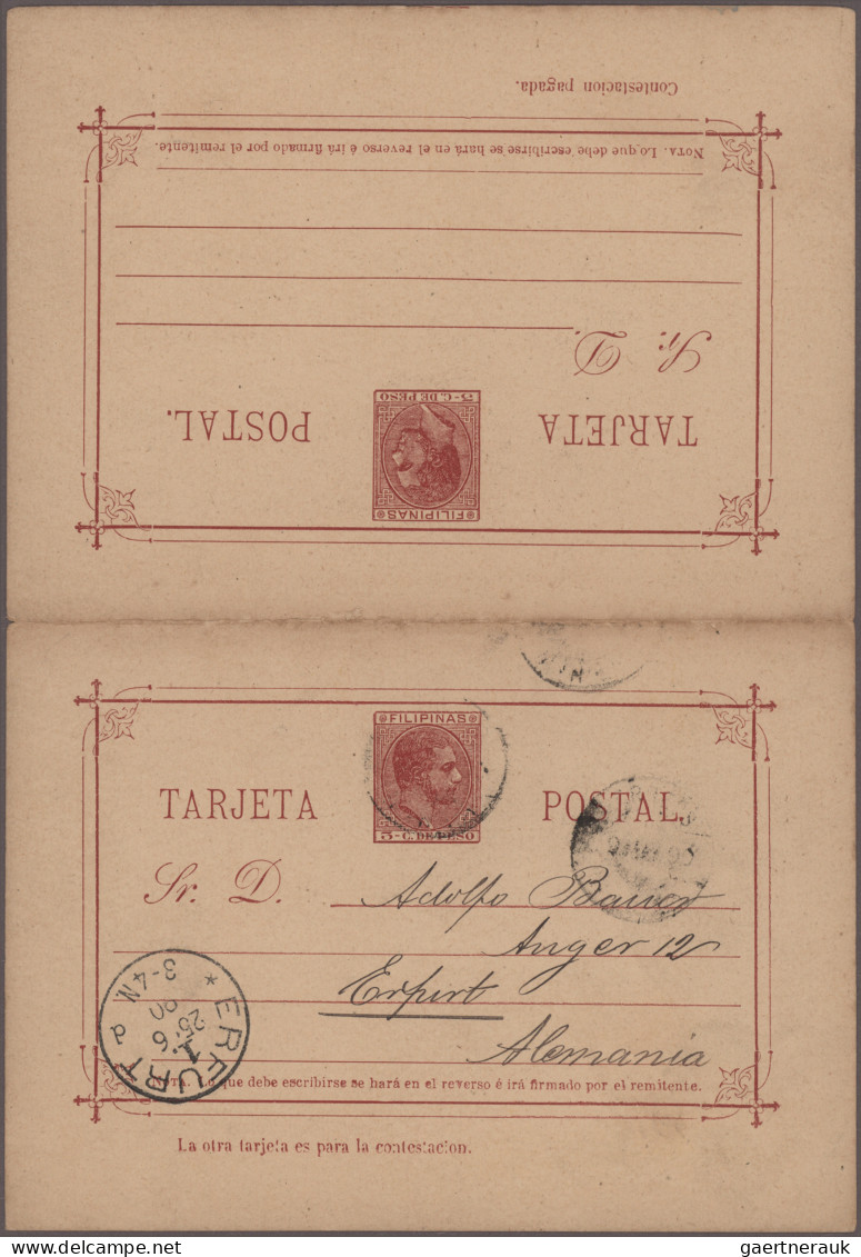 Philippines - Postal Stationery: 1890 Postal Stationery Double Card 3+3c. Used F - Filippijnen