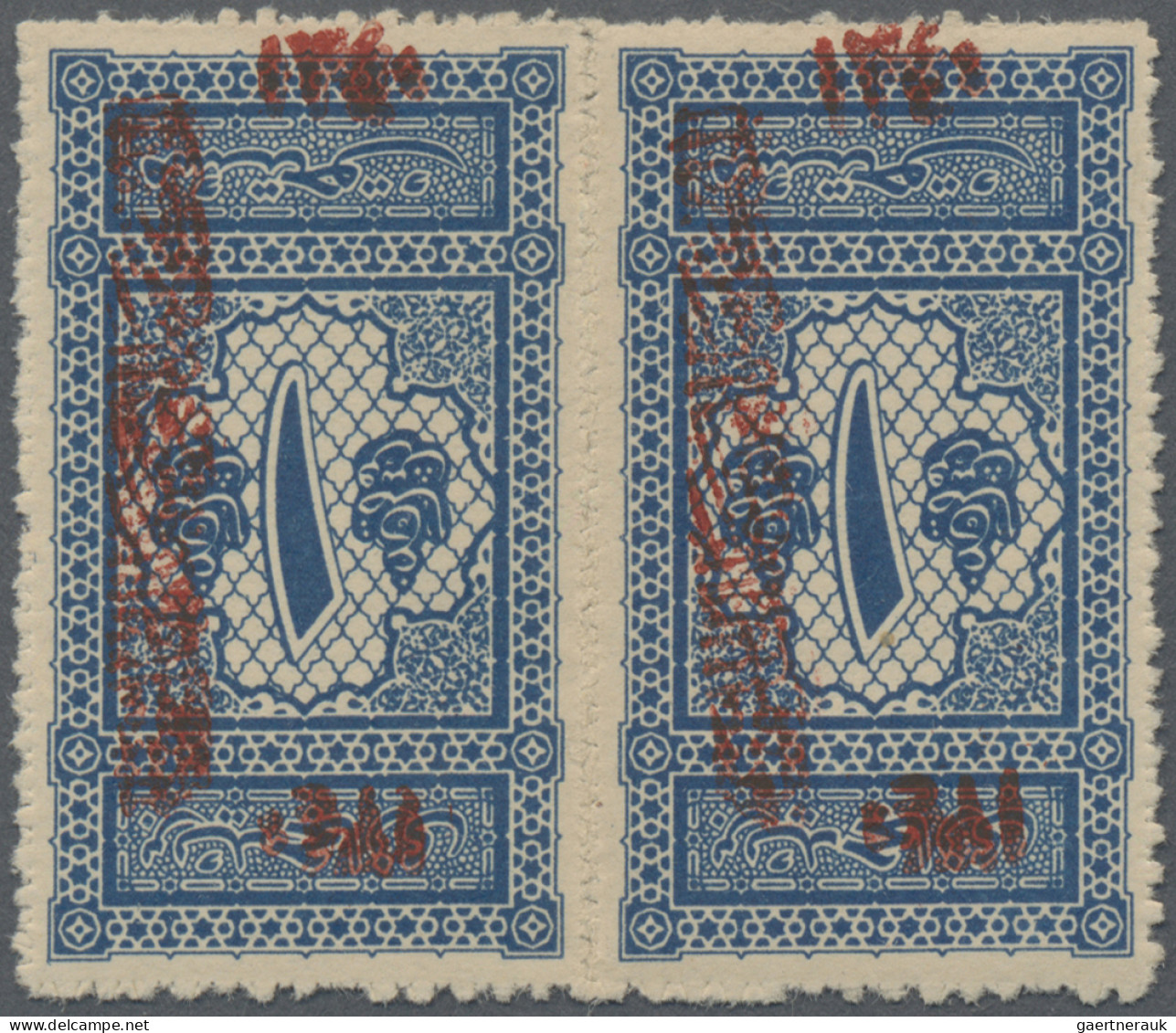 Saudi Arabia - Postage Dues: 1921 Hejaz Postage Due 1pi. Blue, Zig-zag Roulette - Saudi-Arabien