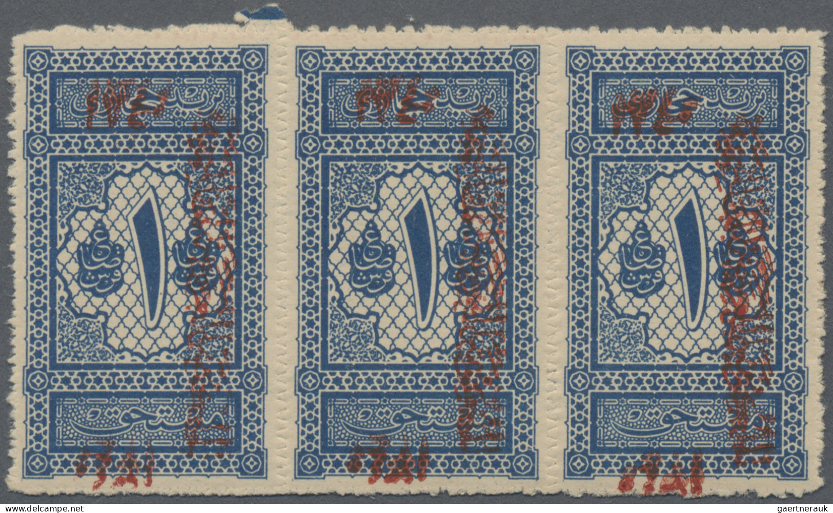 Saudi Arabia - Postage Dues: 1921 Hejaz Postage Due 1pi. Blue, Zig-zag Roulette - Saudi-Arabien