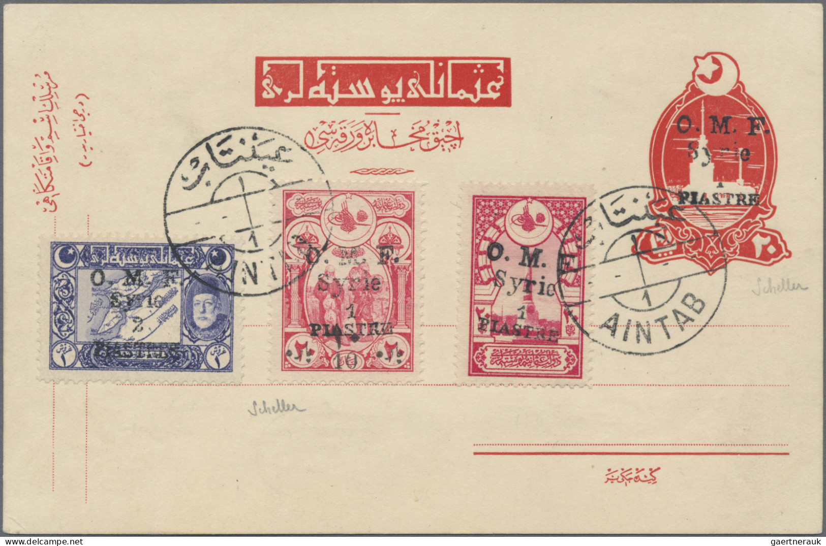 Syria: 1921, Ain-Tab Issue, 1pi. On 10pa. On 20pa. Red, 1pi. On 20pa. Red And 2p - Syrien