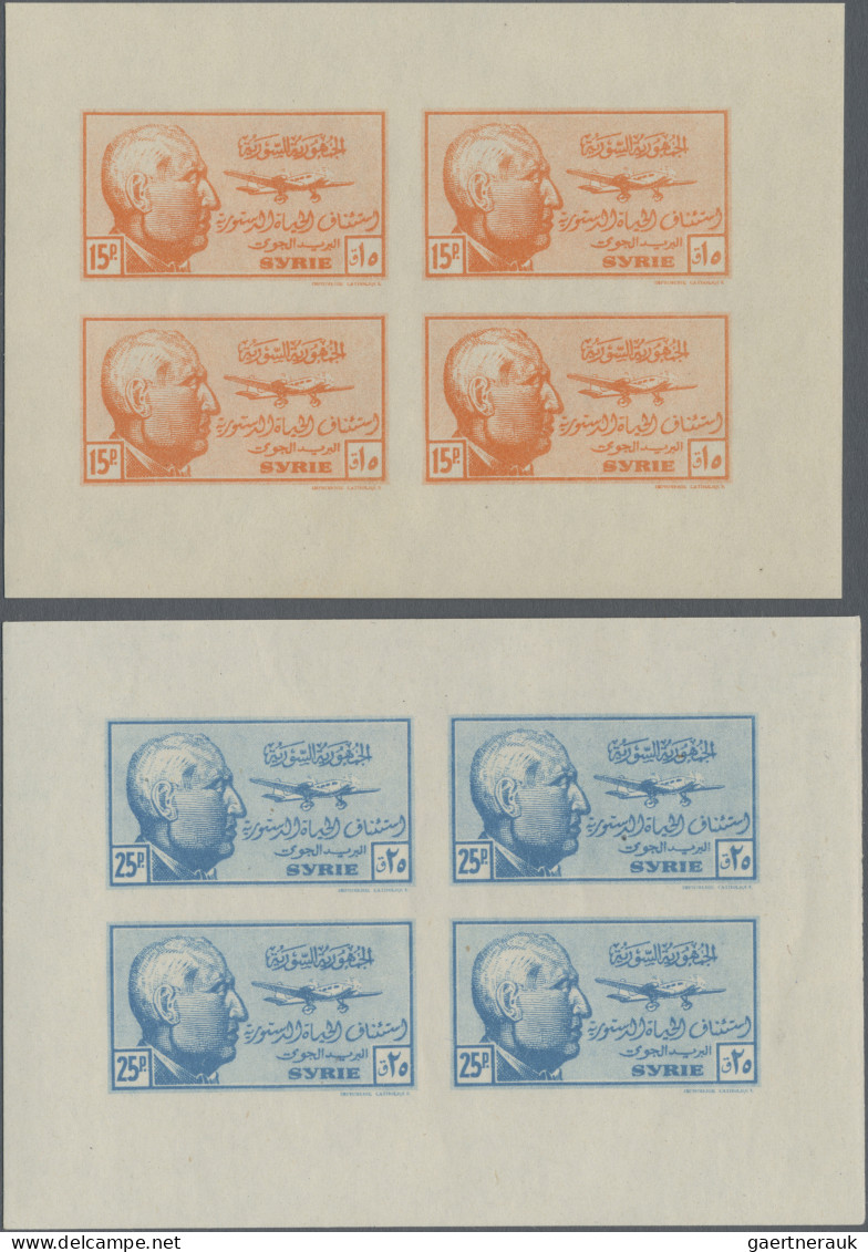 Syria: 1945, President, 4pi. to 200pi., set of 13 mini sheets of four stamps eac