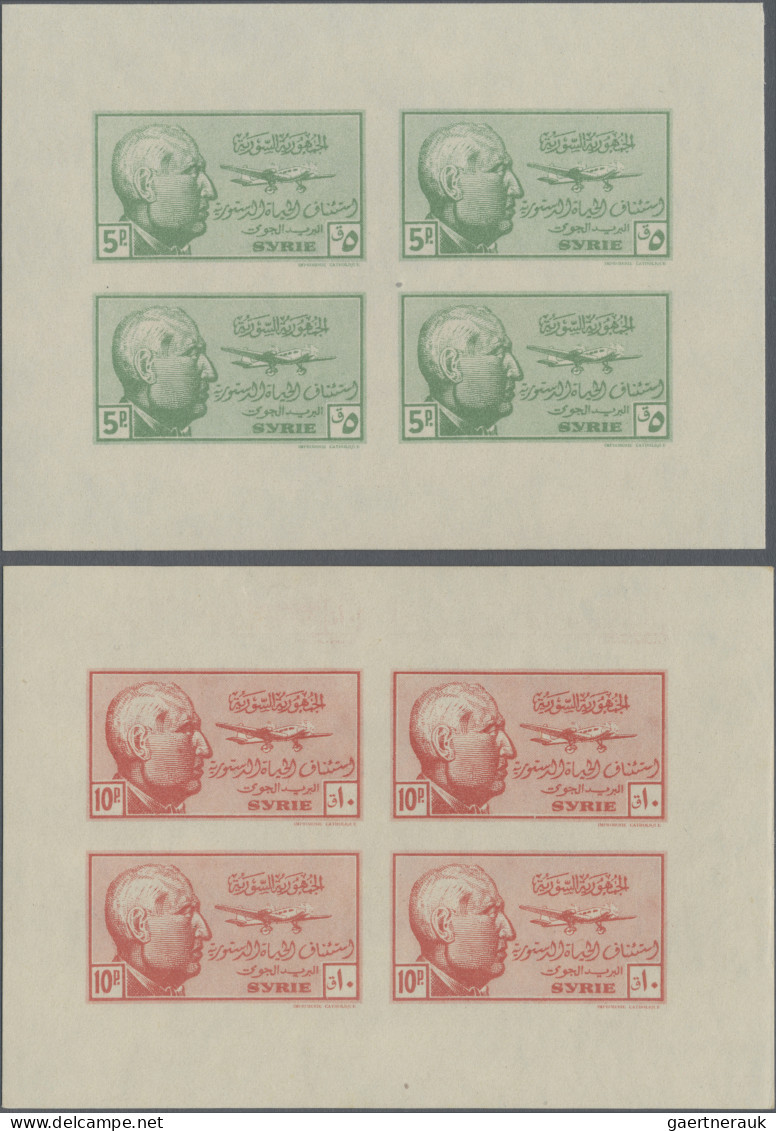 Syria: 1945, President, 4pi. to 200pi., set of 13 mini sheets of four stamps eac