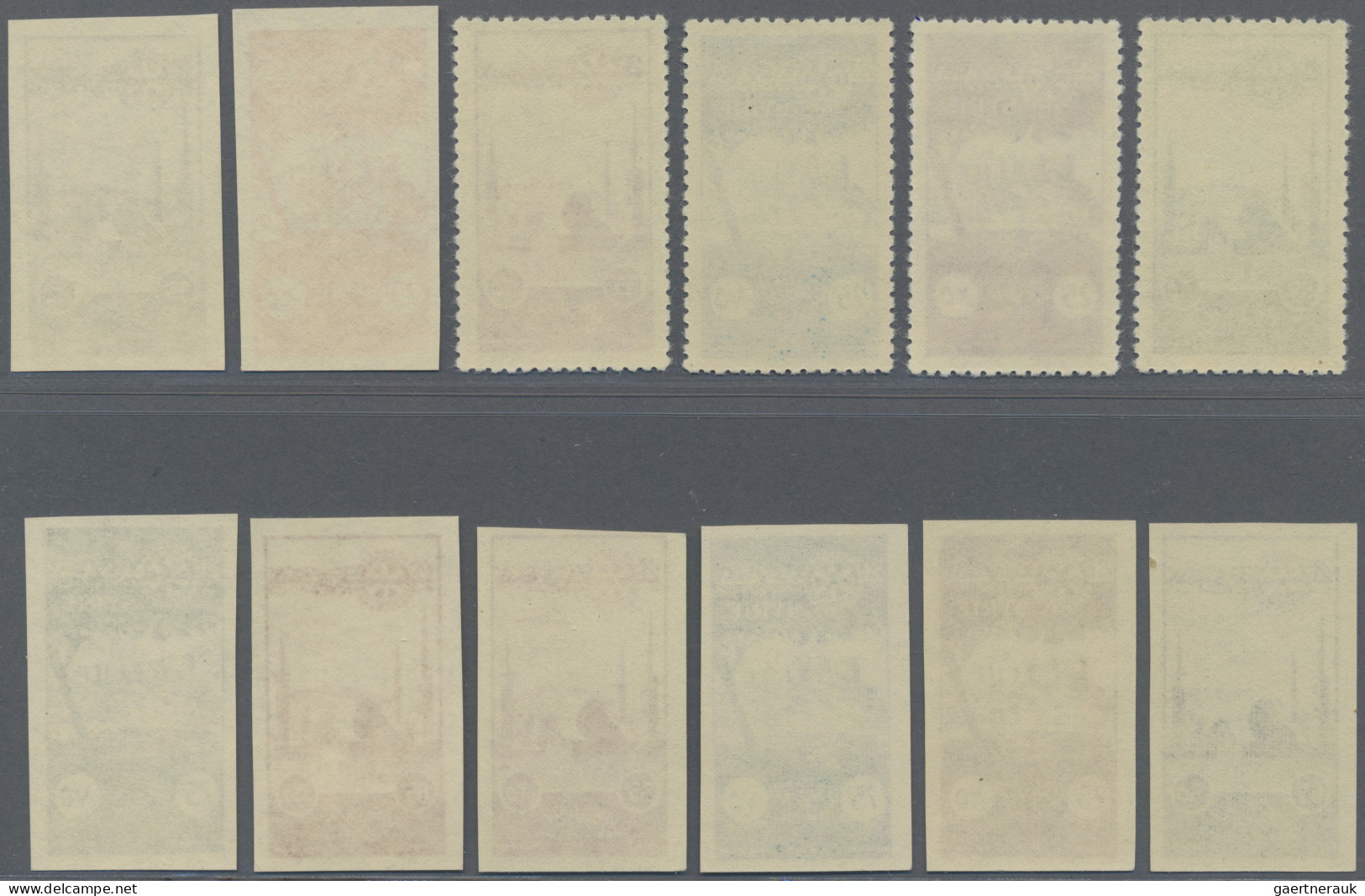 Syria: 1955 Two Rotary Issues, With 12 Stamps, Perf. And Imperf. Sets, Set In Un - Syria