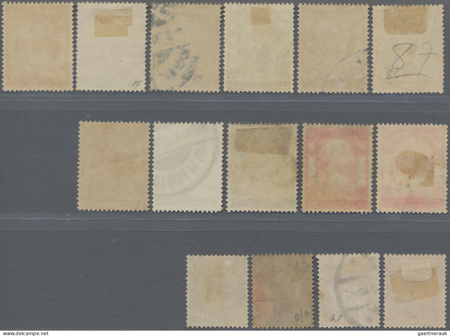 Thailand: 1910 Provisionals: Set Of 15 Different Stamps From 2s. On 1a. To 14a. - Thailand