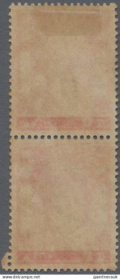 Thailand: 1909 Provisional 6s. On 4a. Scarlet, Vertical Pair, Bottom Stamp With - Thaïlande