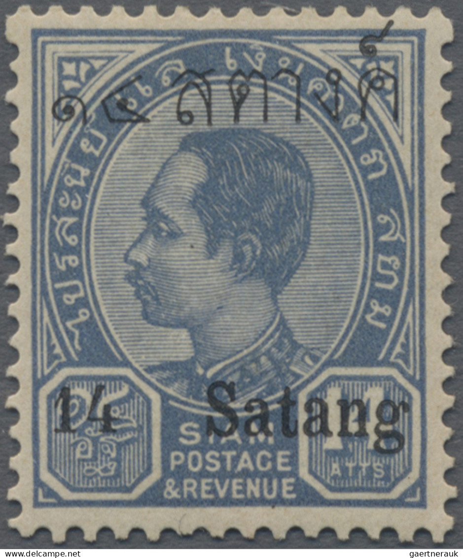 Thailand: 1909 Provisional 14s. On 14a. Blue, Variety "Short Tail" (above Last C - Thailand