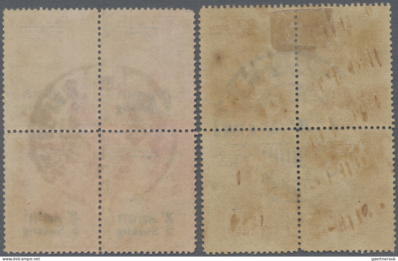 Thailand: 1914-15 Provisionals Complete Set Of Four Values Each In Block Of Four - Thaïlande