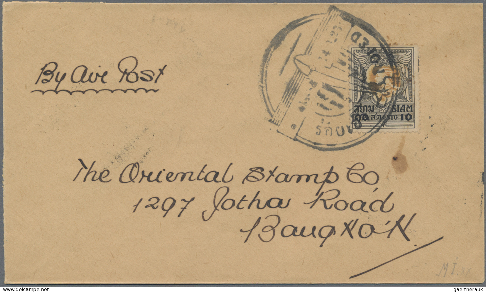 Thailand: 1923 Special Air Mail Roi-Ed To Bangkok: Cover Franked 1920 10s. Tied - Thailand