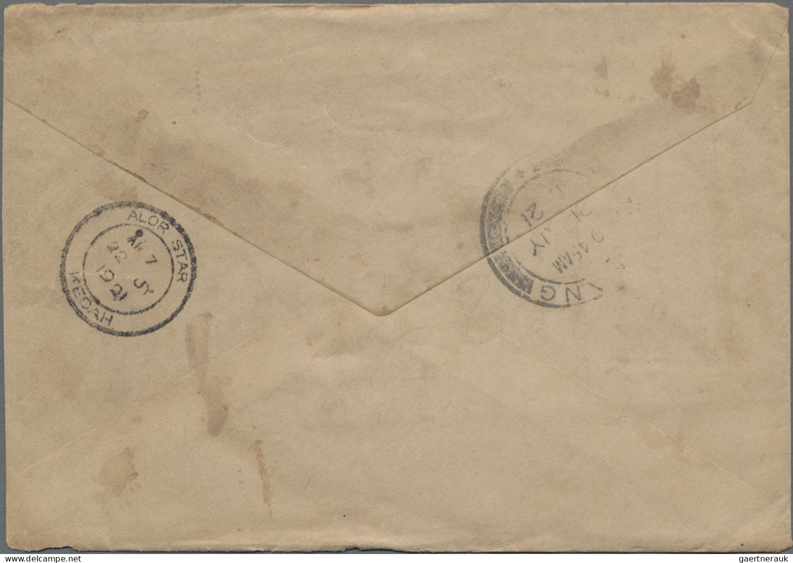 Thailand: 1921 Cover From Puket To Kedah Via Penang, Franked By Pair Of 1920 Kin - Thailand