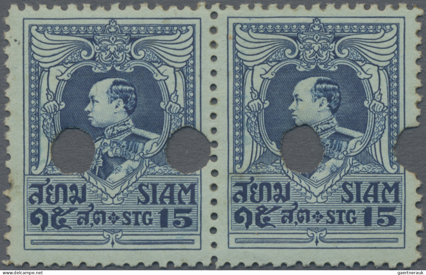 Thailand: 1926 'King Vajiravudh Rama VI' 15st. Dark Blue/bluish, Perf 12½, Very - Thaïlande