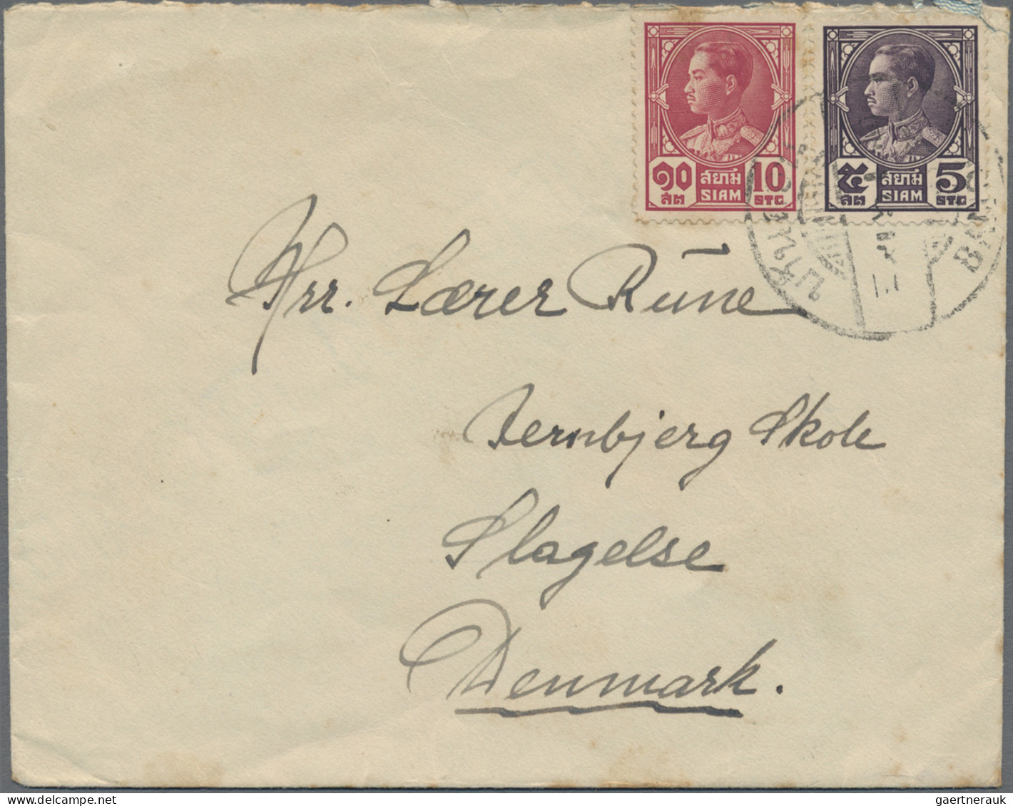 Thailand: 1929 Destination DENMARK: Cover Sent From Bandon, Southern Siam To Sla - Thailand