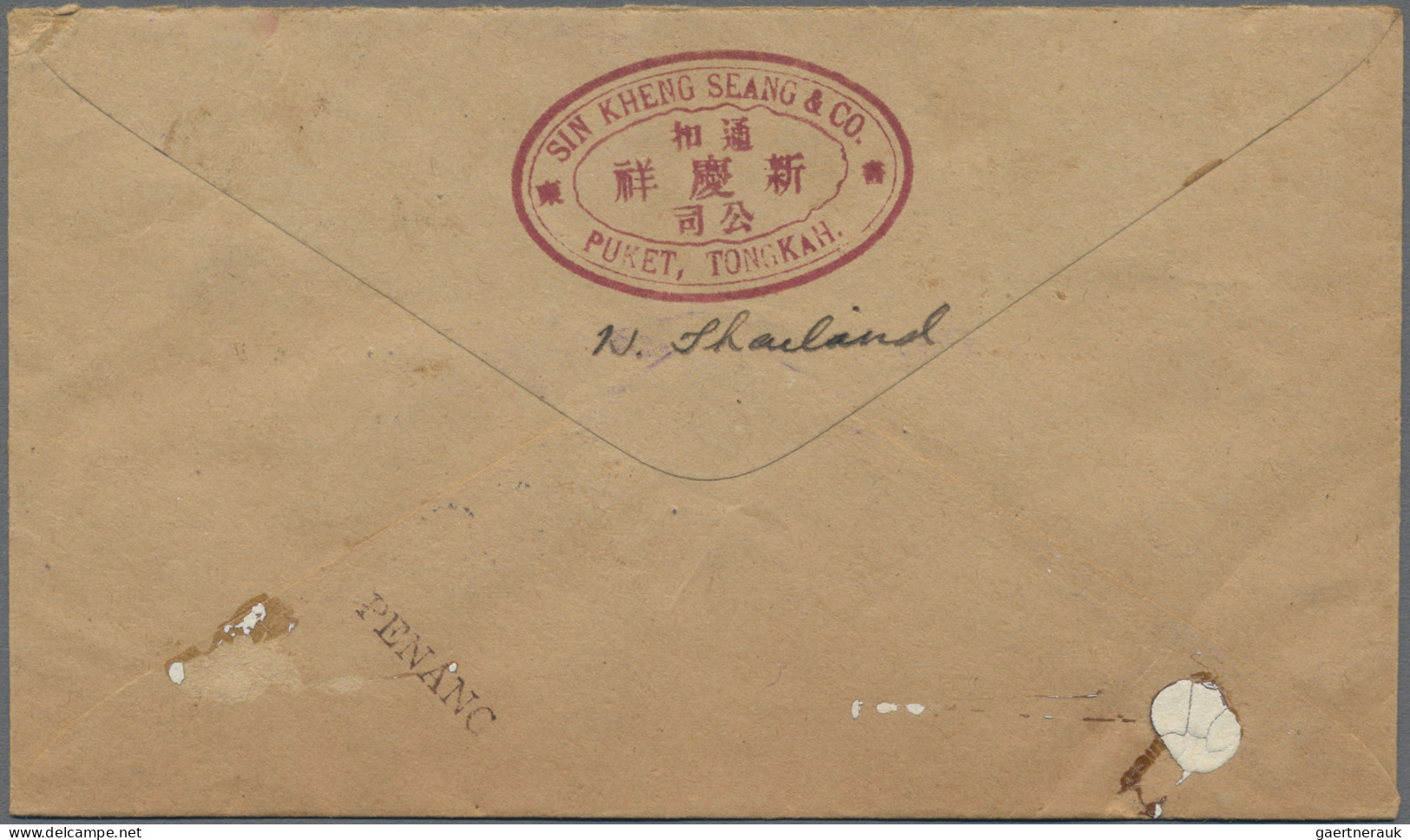 Thailand: 1939 '1st National Day' 15s. Blue Used On Censored Cover From Puket To - Thailand